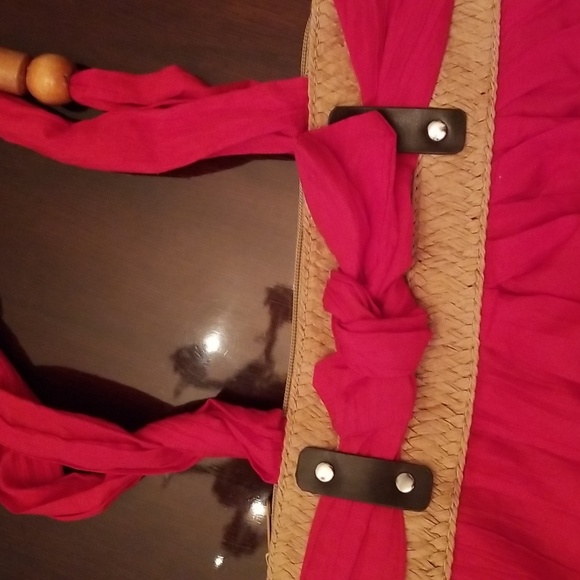 Red fabric shoulder bag - Picture 3 of 7